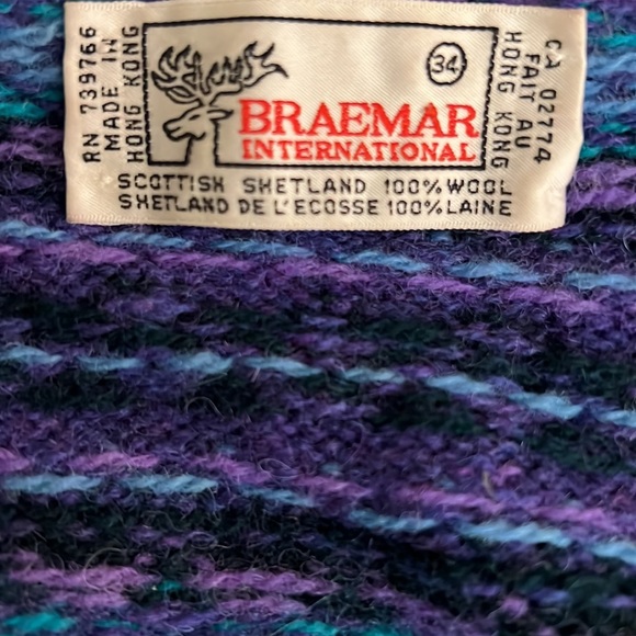 Braemar International Vintage Scottish Shetland 100% Wool Cardigan - XS - Picture 7 of 10